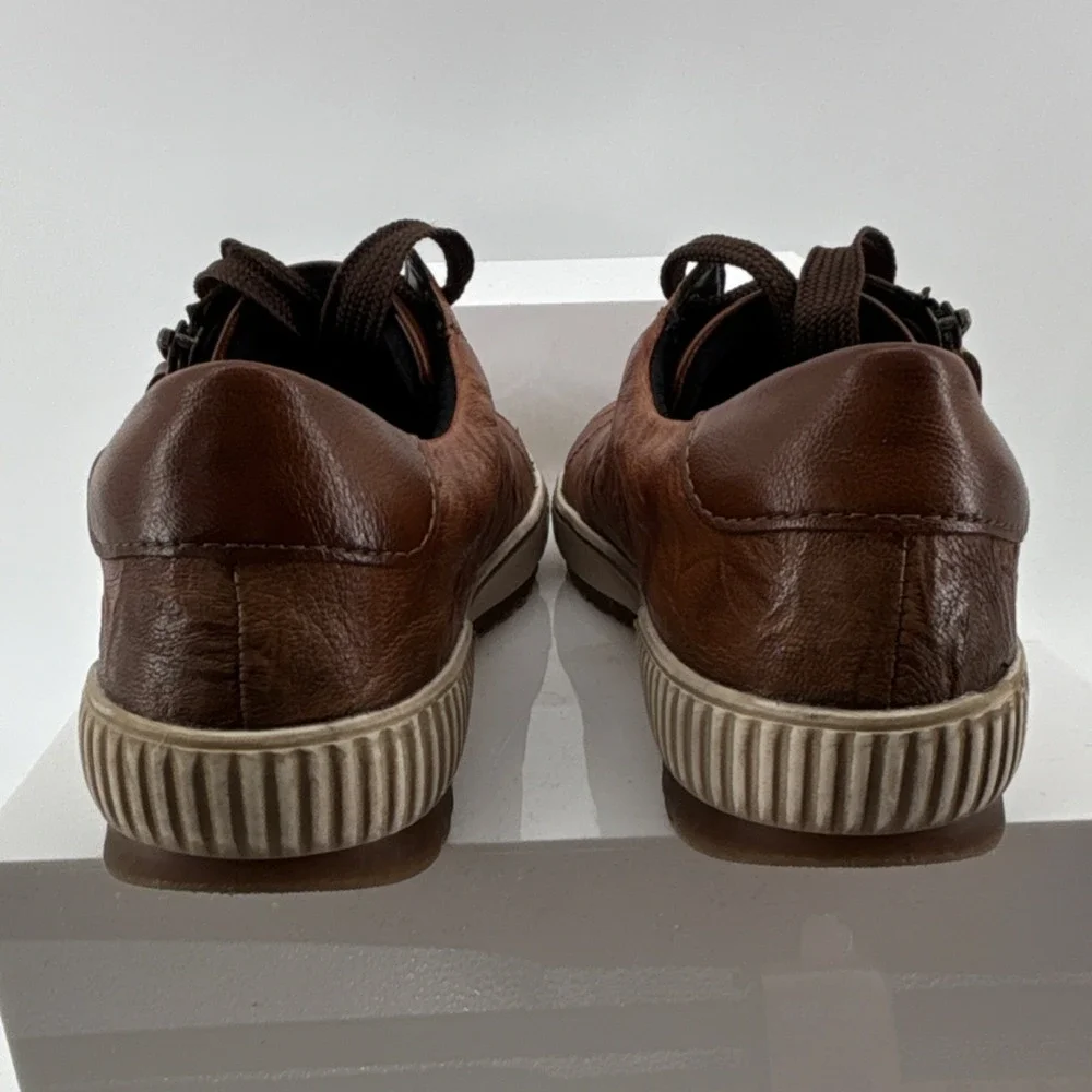 Remonte Brown Leather Lace-Up Sneakers Zipper Logo Women‎ US 9.5 EU 41 Comfort